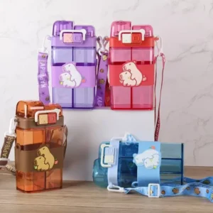 Dual Compartment Capybara Water Bottle With Strap