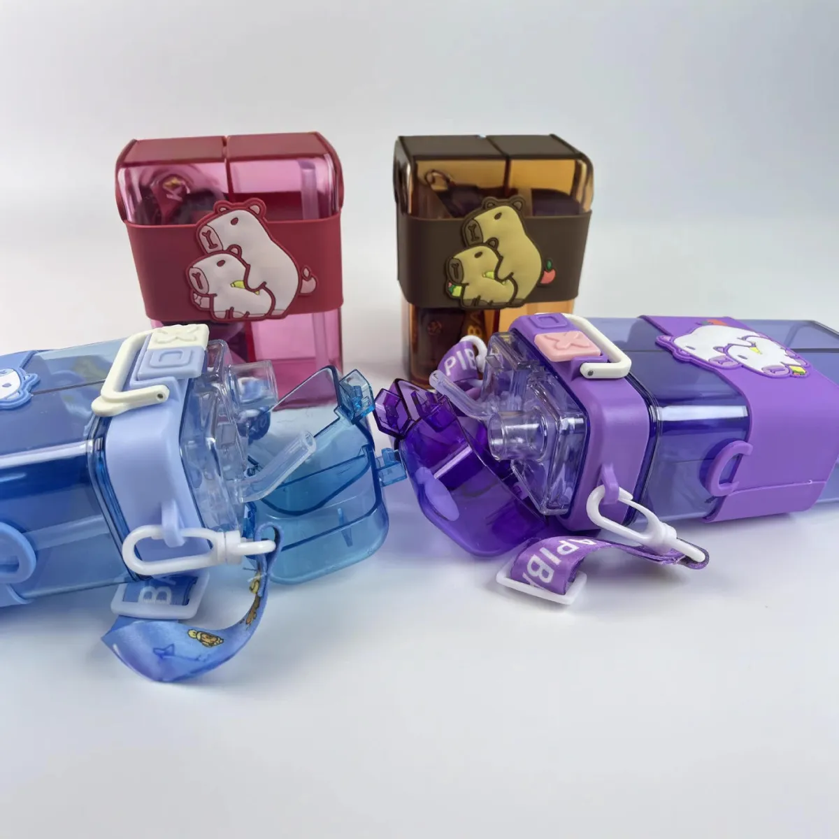 Dual Compartment Capybara Water Bottle With Strap - Image 2