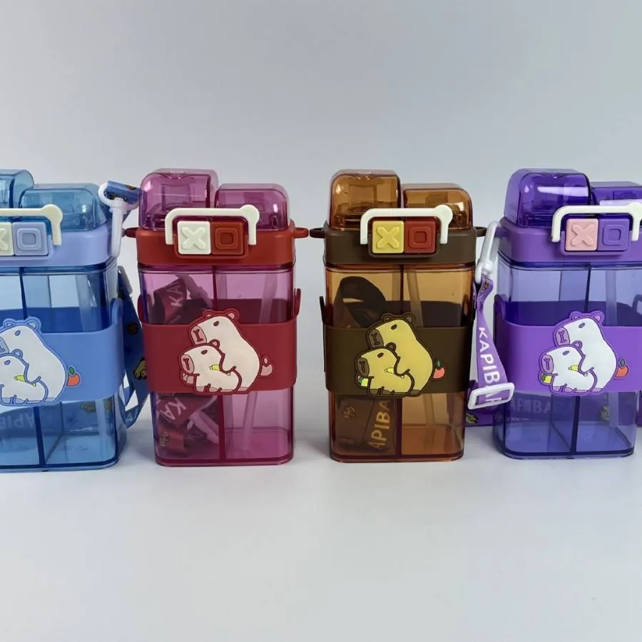 Dual Compartment Capybara Water Bottle With Strap - Image 4