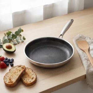 Laser Crafted Flat Base Pan Honeycomb Stainless Steel