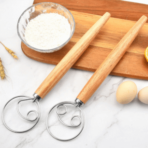 Danish Dough Whisk Set With Wooden Long Handles