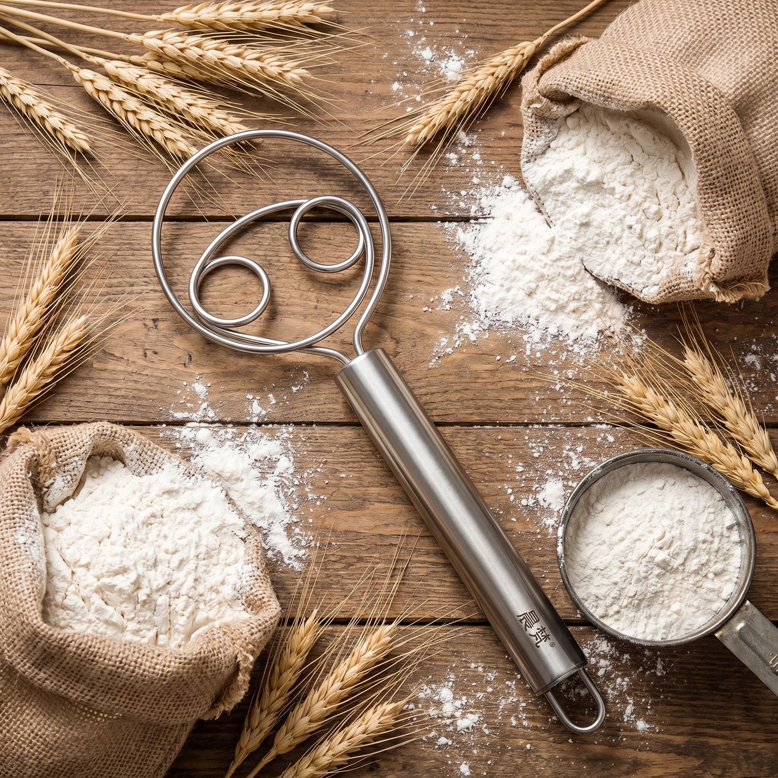 Premium Stainless Steel Danish Dough Whisk Mixer - Image 3