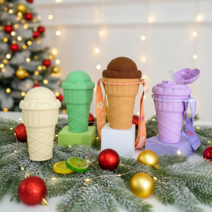 Cute Ice Cream Cone Water Bottle With Strap