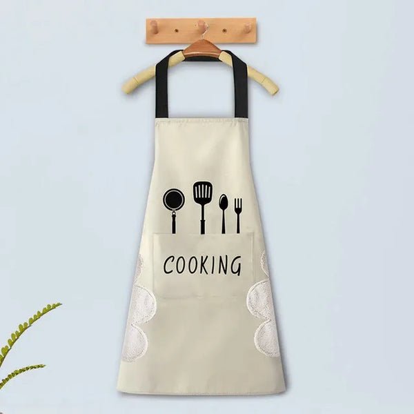 Multicolor Kitchen Apron Waterproof Hand-Wiping With Pocket Oil-Proof Apron For Woman Adjustable