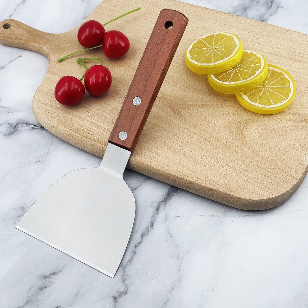 STAINLESS STEEL WOODEN HANDLE TEPPANYAKI SHOVEL NON-SLIP TURNER - Image 5