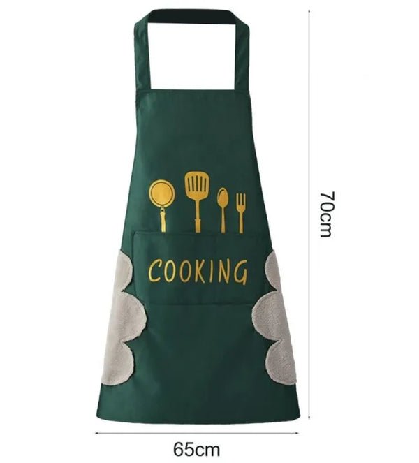Multicolor Kitchen Apron Waterproof Hand-Wiping With Pocket Oil-Proof Apron For Woman Adjustable - Image 2