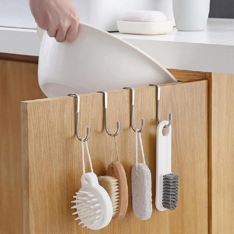 Pack of 5 Stainless Steel S-Shaped Over-Door Hooks – No Drilling Hangers - Image 3