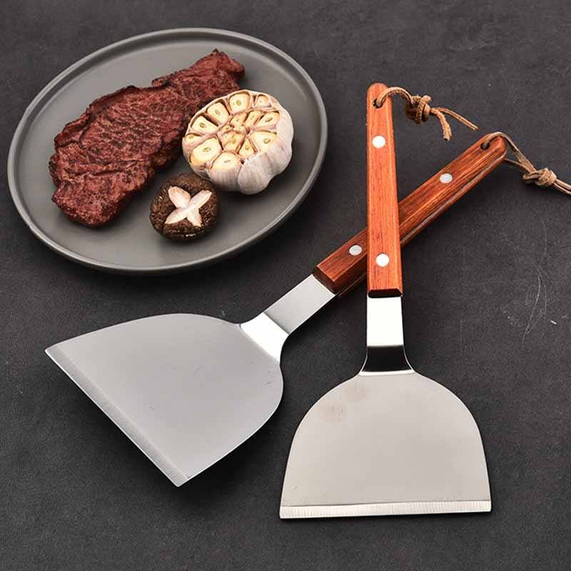 STAINLESS STEEL WOODEN HANDLE TEPPANYAKI SHOVEL NON-SLIP TURNER - Image 3