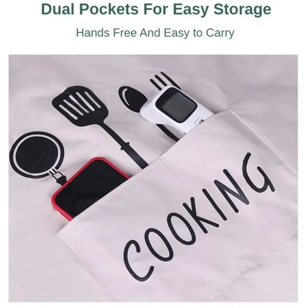 Multicolor Kitchen Apron Waterproof Hand-Wiping With Pocket Oil-Proof Apron For Woman Adjustable - Image 3