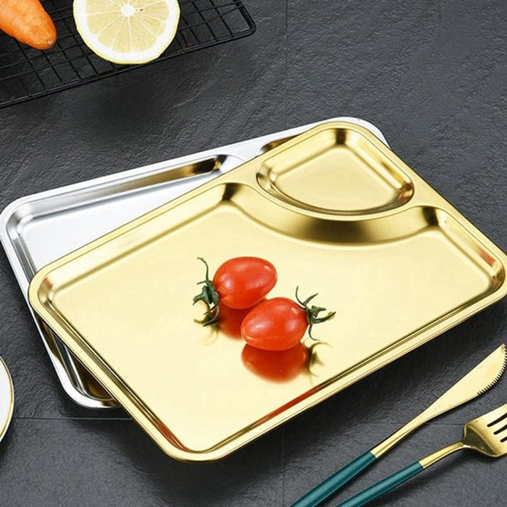 Gold Plated Serving Tray with Sauce Compartment - Image 4