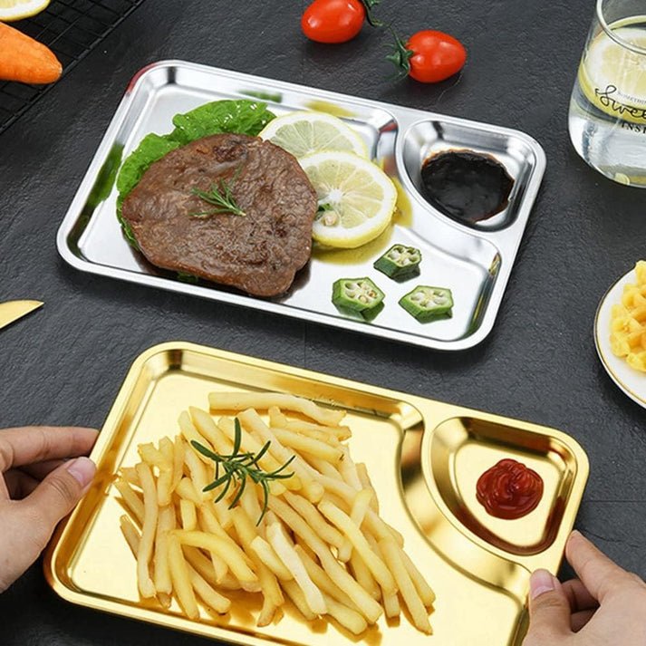 Gold Plated Serving Tray with Sauce Compartment - Image 5