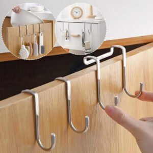 Pack of 5 Stainless Steel S-Shaped Over-Door Hooks – No Drilling Hangers