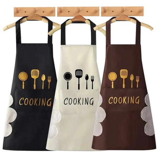 Multicolor Kitchen Apron Waterproof Hand-Wiping With Pocket Oil-Proof Apron For Woman Adjustable - Image 5