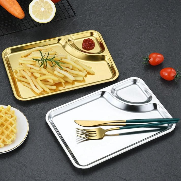 Gold Plated Serving Tray with Sauce Compartment - Image 6