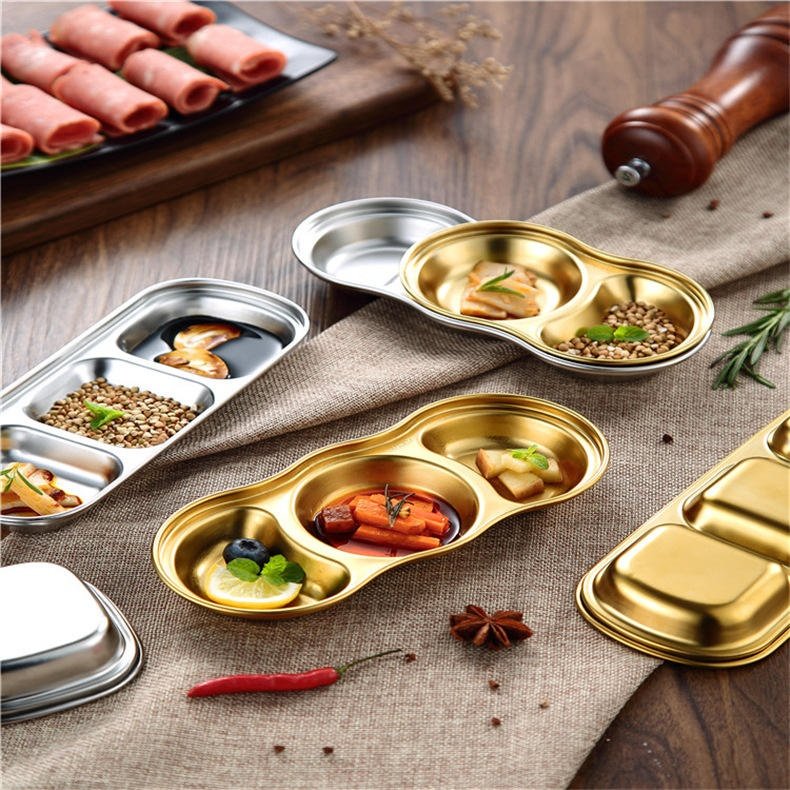 GOLDEN 3-PARTITION STAINLESS STEEL DIP BOWLS - Image 3