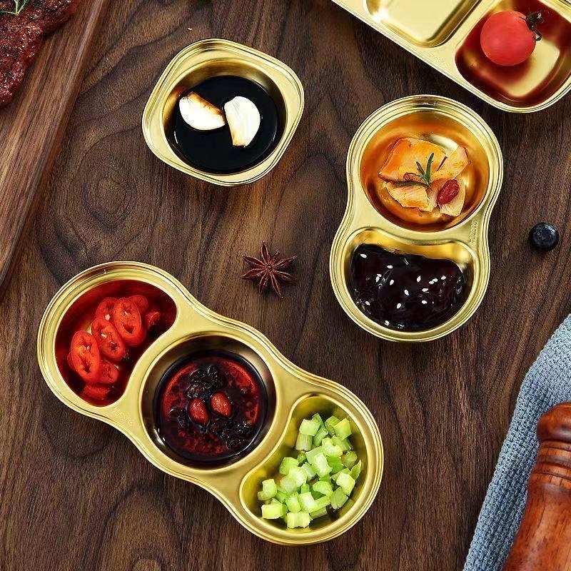 GOLDEN 3-PARTITION STAINLESS STEEL DIP BOWLS - Image 5