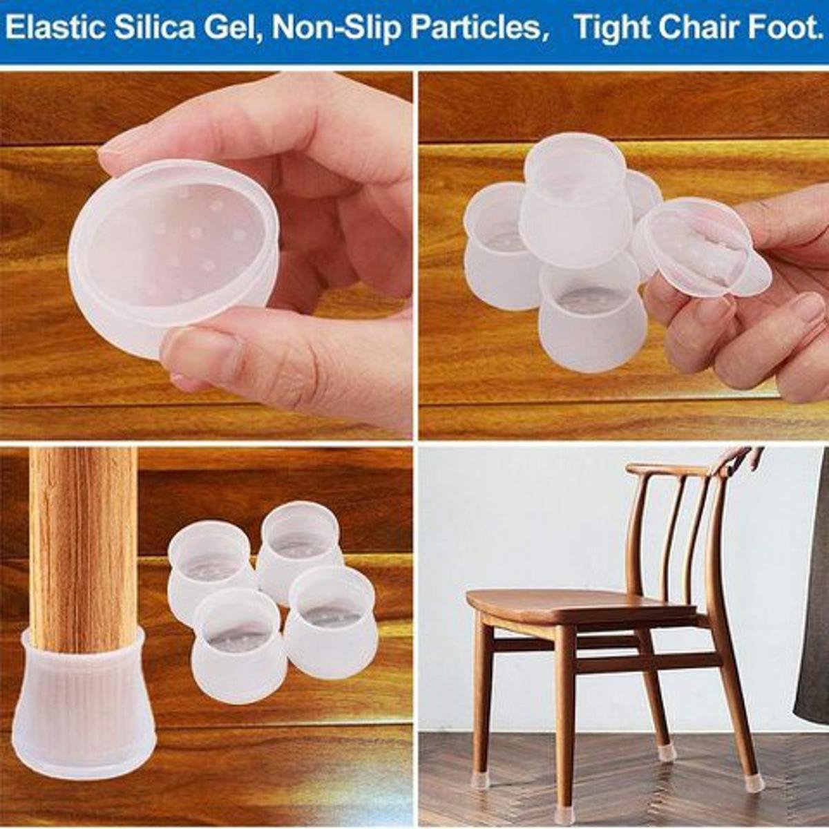 Table Chair Leg Silicone Cap Pad Furniture Non Slip Feet Cover Floor Protector (Pack of 4 ) - Image 5