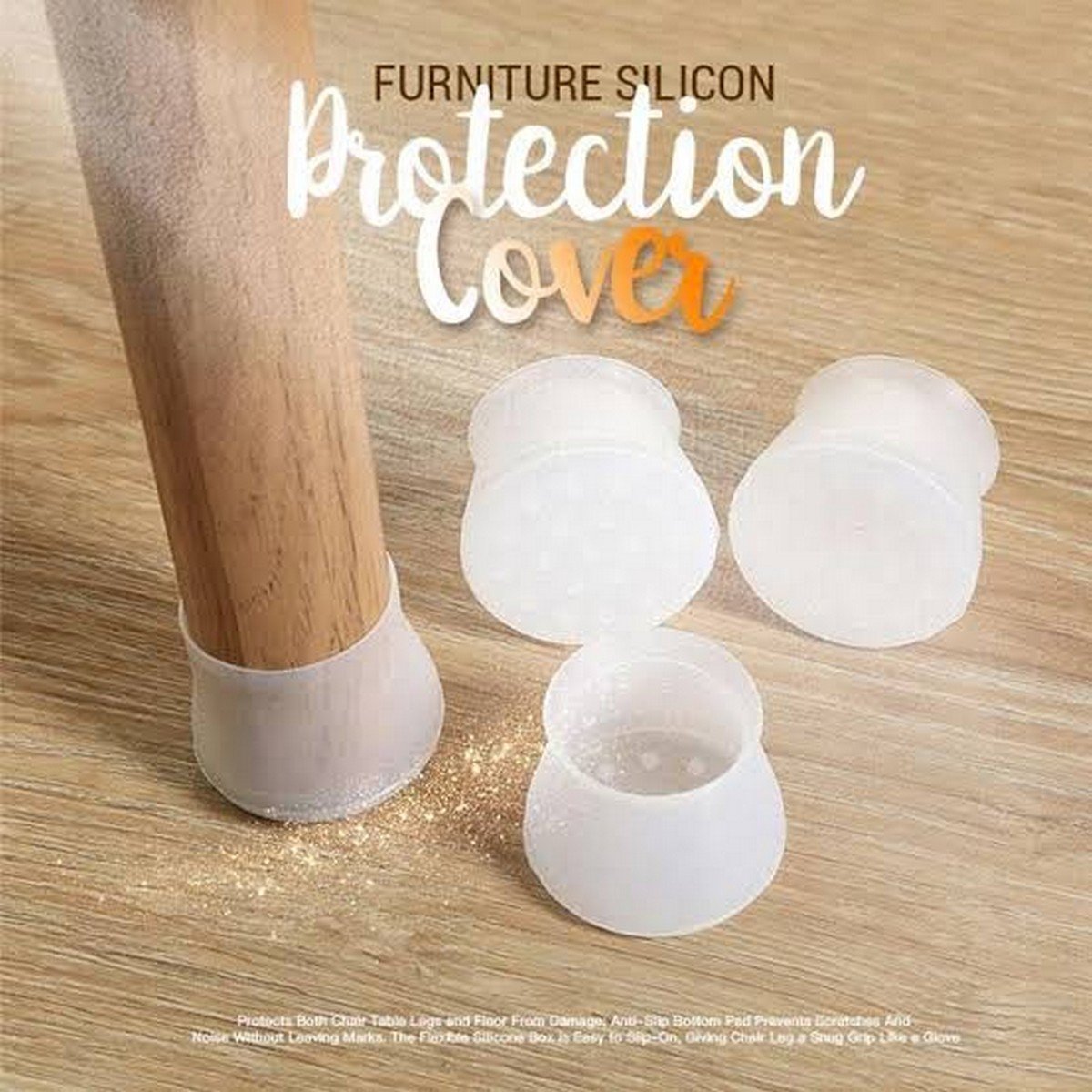 Table Chair Leg Silicone Cap Pad Furniture Non Slip Feet Cover Floor Protector (Pack of 4 )