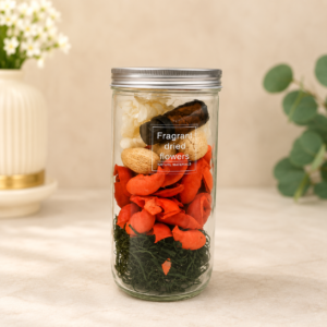 Premium Fragrant Dried Flowers Potpourri Glass Jar Set