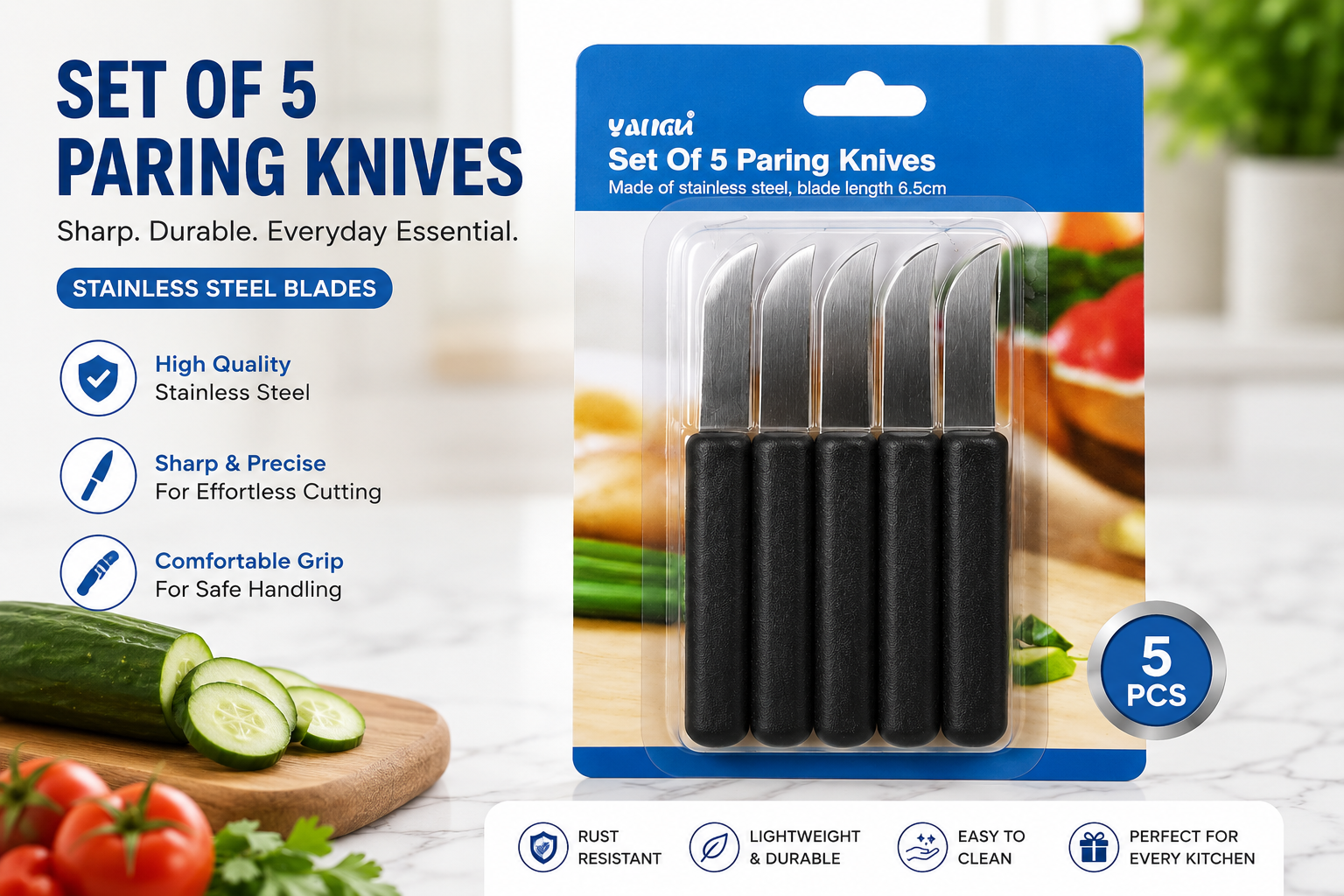 Premium Stainless Steel 5 Piece Paring Knife Set