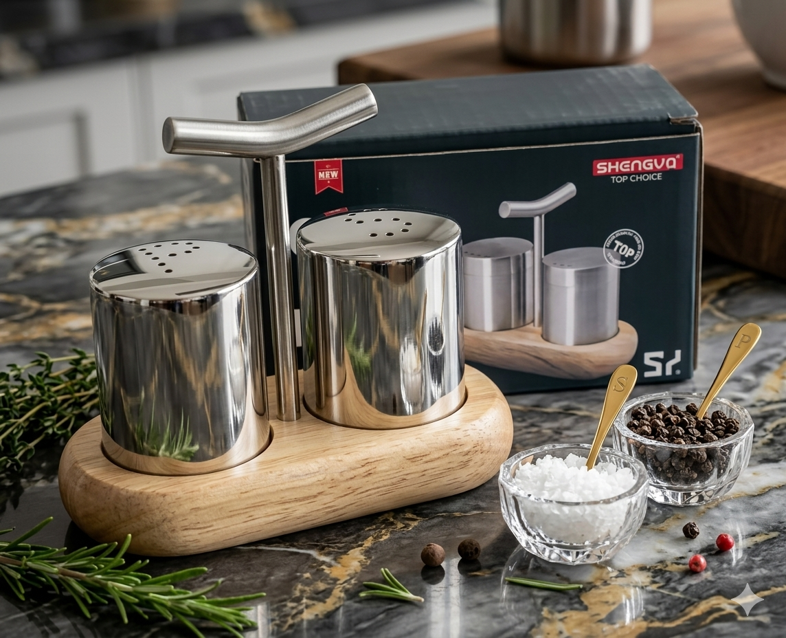 Premium Stainless Steel Salt and Pepper Shaker Set