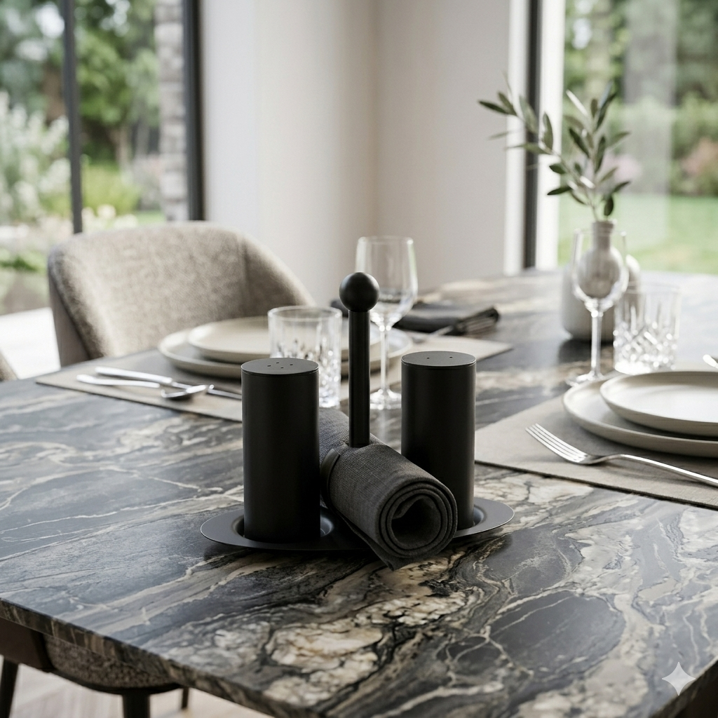 Luxury Stainless Steel Salt & Pepper Shaker Set with Elegant Holder - Image 3