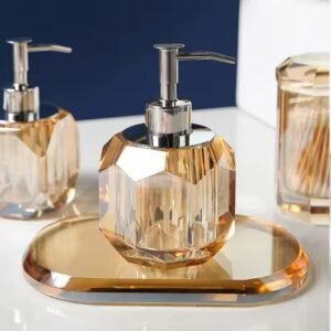 Elegant Crystal Glass Bathroom Soap Dispenser Set
