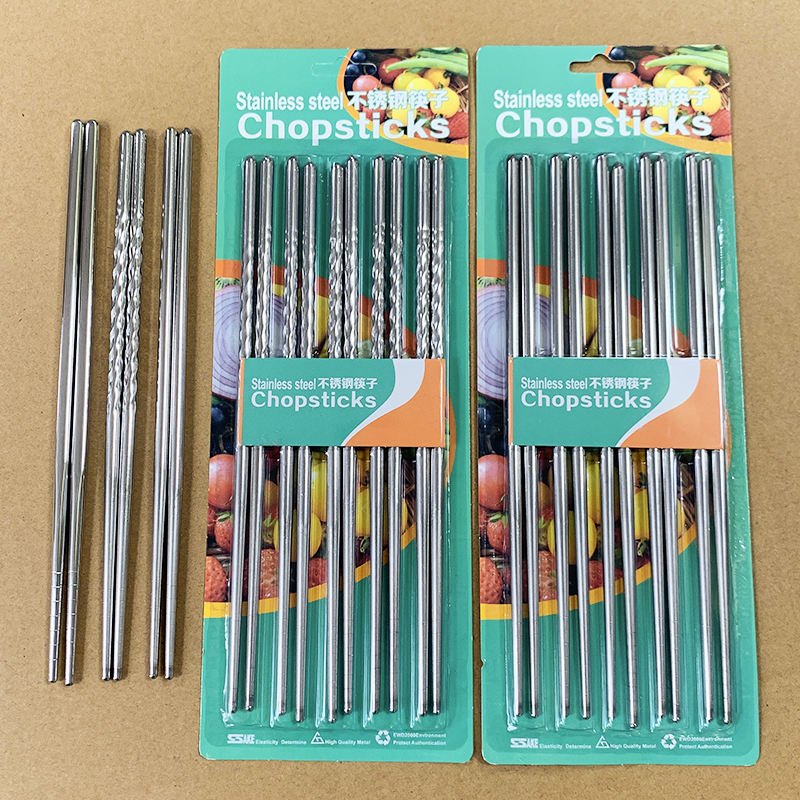 Premium Stainless Steel Reusable Non Slip Chopsticks Set
