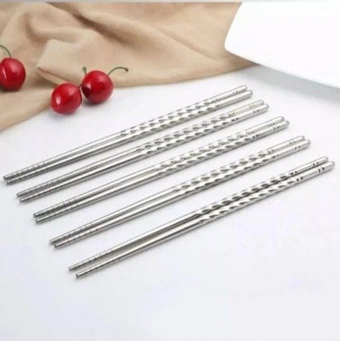 Premium Stainless Steel Reusable Non Slip Chopsticks Set - Image 2