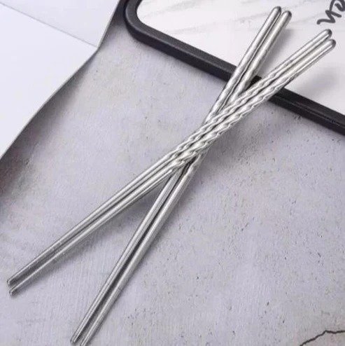 Premium Stainless Steel Reusable Non Slip Chopsticks Set - Image 4