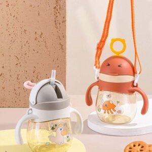 Cute Cartoon Leakproof Sippy Cup With Strap