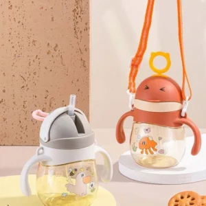 Cute Cartoon Leakproof Sippy Cup With Strap